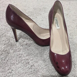 LK Bennett Heels 39.5 Maroon‎ Cerise Patent Leather Pumps Court Shoes